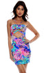 Luli Fama Jungle Fever Drawstring Halter Bodycon Cut Out Dress